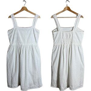 Chelsea & Violet Lace Eyelet Smocked Midi Dress Women's Large White Cottagecore